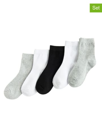 COOL CLUB 5er-Set: Socken in Grau/ Weiß/ Schwarz
