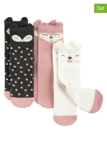 COOL CLUB 3er-Set: Socken in Creme/ Rosa/ Anthrazit