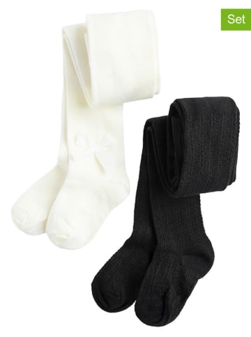 COOL CLUB Rajstopy (2 pary) w kolorze kremowym i czarnym