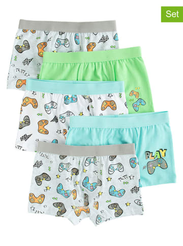COOL CLUB 5er-Set: Boxershorts in Weiß/ Türkis/ Grau