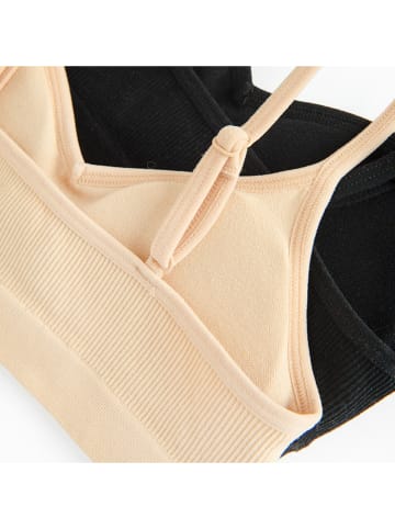 COOL CLUB 2er-Set: Bügellose BHs in Schwarz/ Beige