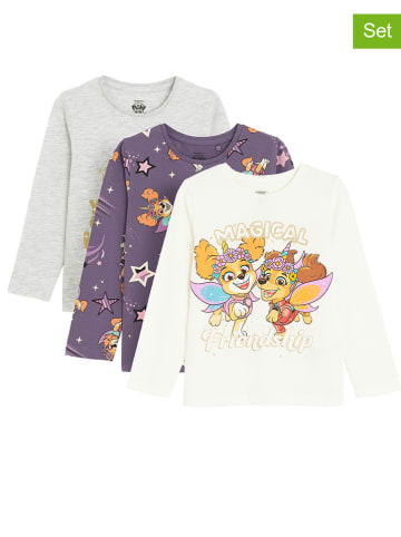 COOL CLUB 3er-Set: Longsleeves in Weiß/ Lila