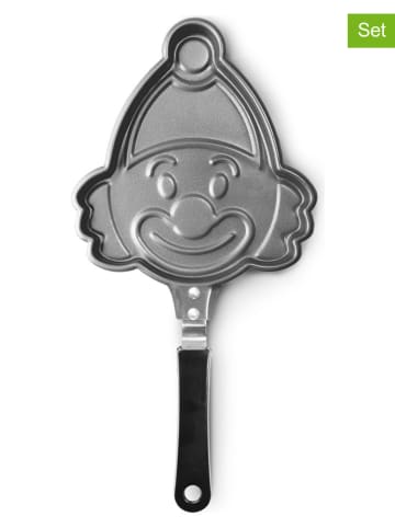Ibili 2er-Set: Bratpfannen "Clown Shape" in Silber/ Schwarz - (L)18 x (B)15 cm