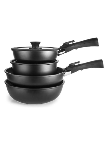 Ibili 9tlg. Kochgeschirr-Set "Kompakto" in Schwarz