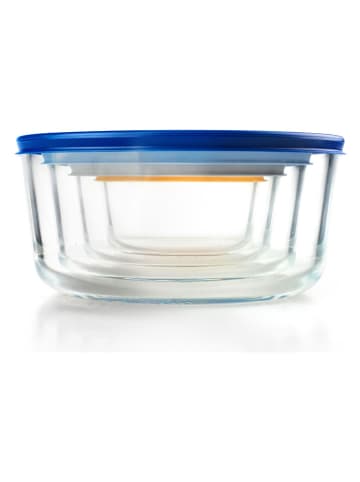 Ibili 4er-Set: Frischhaltedosen ''Eco'' in Blau/ Orange/ Grau