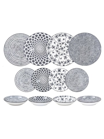 Ibili 12-częściowy zestaw talerzy "Armonia" w kolorze czarno-białym