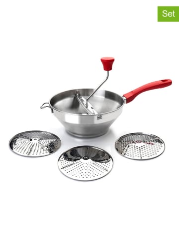 Ibili 4-częściowy zestaw w kolorze srebrno-czerwonym