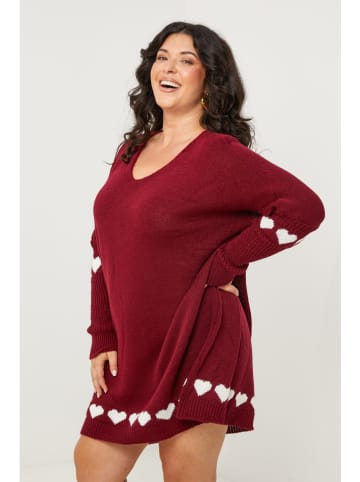 Curvy Lady Sukienka dzianinowa w kolorze bordowym