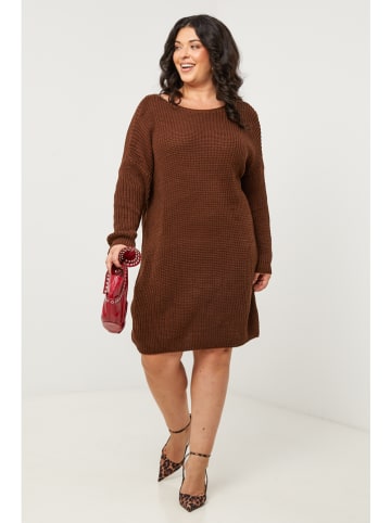 Curvy Lady Gebreide jurk bruin