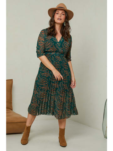 Curvy Lady Kleid in Grün/ Braun