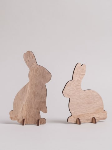 Eulenschnitt 2er-Set: Dekofiguren ''Hase'' in Beige