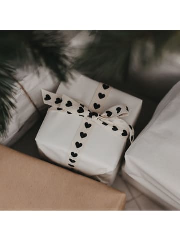 Eulenschnitt Geschenkband ''Herzen'' in Beige - (L)500 cm