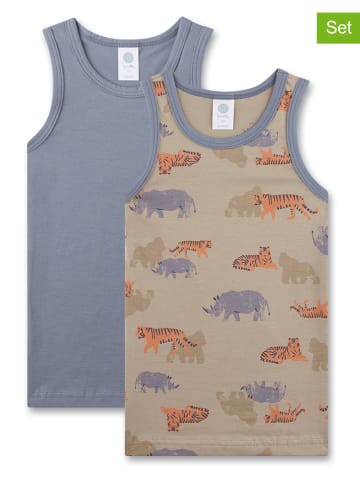 Sanetta 2-delige set: onderhemden blauw/lichtbruin