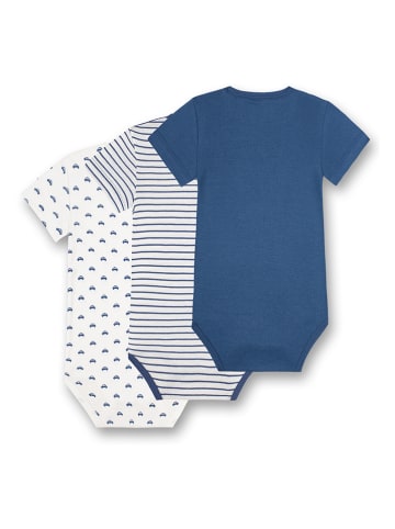 Sanetta 3-delige set: rompers donkerblauw/wit