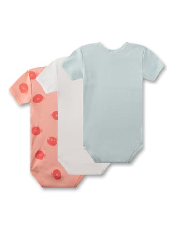 Sanetta 3-delige set: rompers turqoise/wit/rood