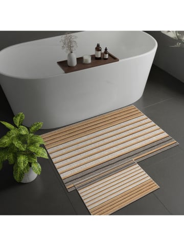 Colourful Cotton 2-delige set: badmatten lichtbruin/grijs