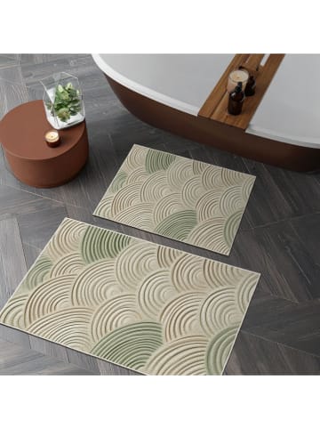 Colourful Cotton 2er-Set: Badvorleger in Grün/ Beige