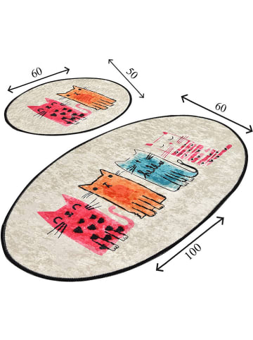 Colourful Cotton 2er-Set: Badvorleger in Beige/ Bunt