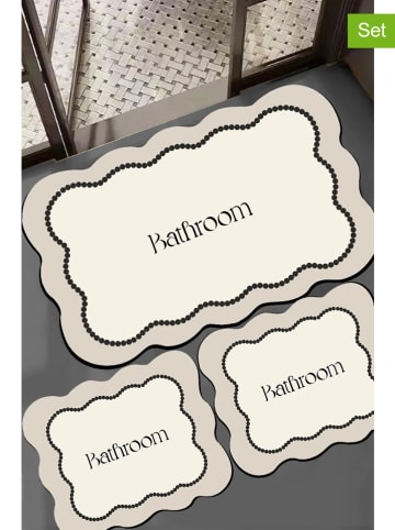 Colourful Cotton 3er-Set: Badvorleger "Bounde" in Creme/ Schwarz