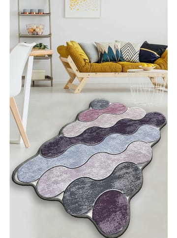 Colourful Cotton Badmat "Circle" paars/grijs