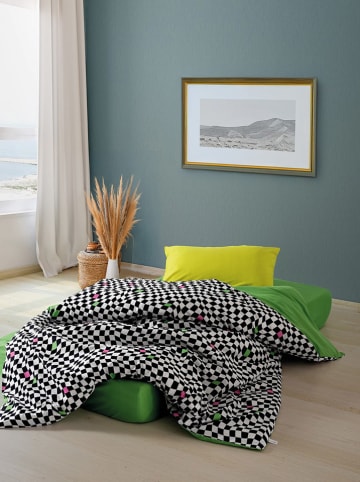 Colourful Cotton Renforcé beddengoedset "Dazzle" wit/groen/zwart
