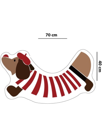 Colourful Cotton Badmat "Dogroll" wit/rood/zwart