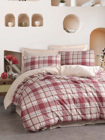 Colourful Cotton Beddengoedset "Ekose" rood/wit