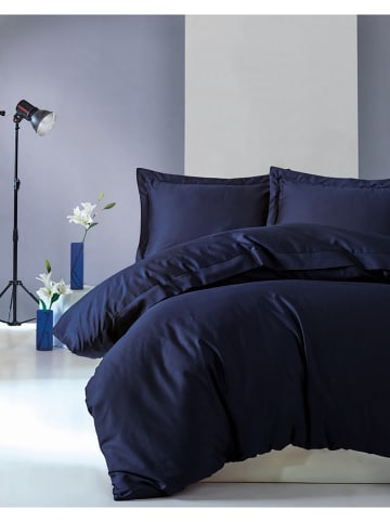 Colorful Cotton Satijnen beddengoedset "Elegant" donkerblauw