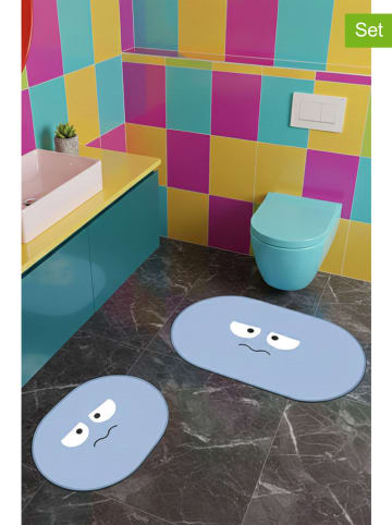 Colourful Cotton Dywaniki łazienkowe (2 szt.) "Enoja" w kolorze błękitnym