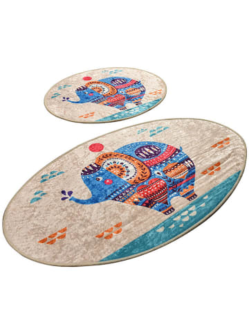 Colourful Cotton 2-delige set: badmatten beige/meerkleurig