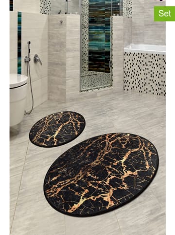 Colourful Cotton 2-delige set: badmatten "Goldes" zwart/goudkleurig