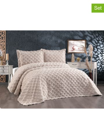 Colourful Cotton 3tlg. Tagesdecken-Set in Beige