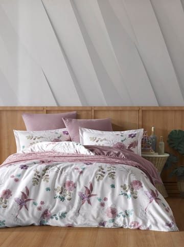 Colorful Cotton Renforcé-Bettbezug "Larin" in Weiß/ Rosa - (L)200 x (B)135 cm