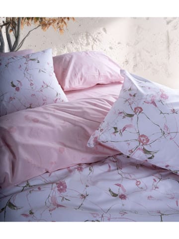 Colourful Cotton Renforcé beddengoedset "Lima" wit/lichtroze