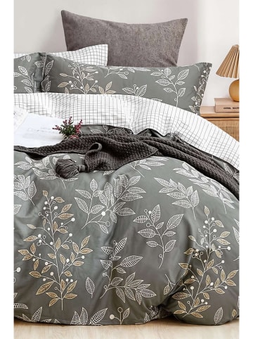 Colourful Cotton Komplet pościeli "LineLeaf" w kolorze zielonym