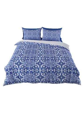Colourful Cotton Komplet pościeli "Linza" w kolorze niebieskim