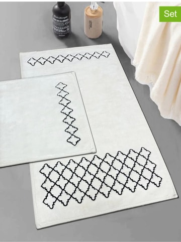 Colourful Cotton Dywaniki łazienkowe (2 szt.) "Luxury" w kolorze kremowo-czarnym