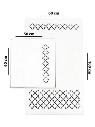 Colourful Cotton Dywaniki łazienkowe (2 szt.) "Luxury" w kolorze kremowo-czarnym