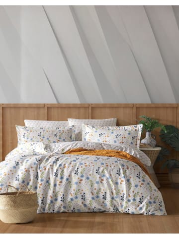 Colourful Cotton Renforcè-Bettbezug "May" in Weiß/ Orange/ Blau