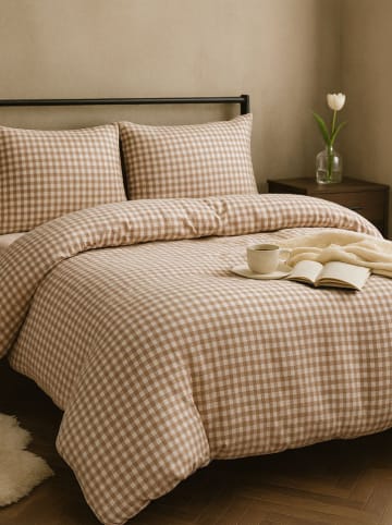 Colourful Cotton Satijnen beddengoedset "Petibor" beige/wit