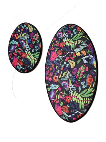 Colourful Cotton 2-delige set: badmatten "Pictura" zwart/roze/groen