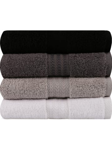 Colourful Cotton 4-delige set: handdoeken "Rainbow" zwart/bruin/wit