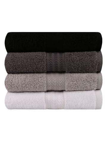 Colourful Cotton 4er-Set: Gästehandtücher "Rainbow" in Weiß/ Grau/ Schwarz