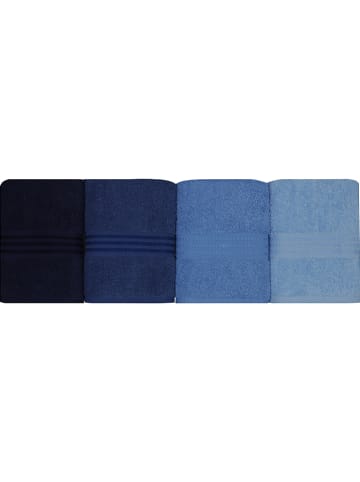 Elizabed 4er-Set: Handtücher in Blau/ Dunkelblau
