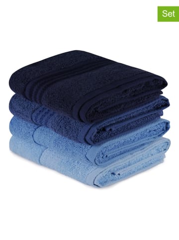 Colourful Cotton 4-delige set: gastendoeken "Rainbow" blauw