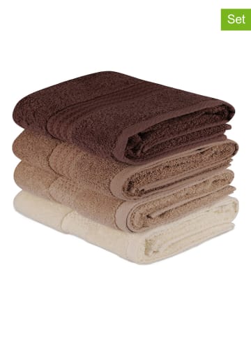 Colourful Cotton 4-delige set: gastendoeken "Rainbow" crème/beige/bruin