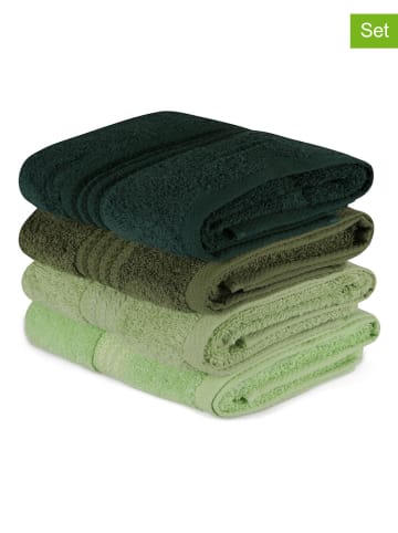 Colourful Cotton 4er-Set: Gästehandtücher "Rainbow" in Grün