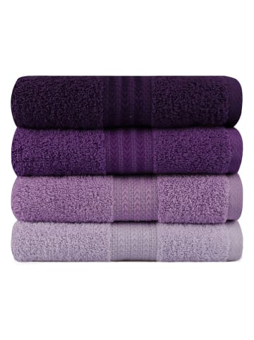 Colourful Cotton 4-delige set: gastendoeken "Rainbow" paars