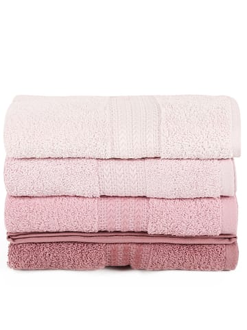 Elizabed 4er-Set: Handtücher "Rainbow" in Rosa