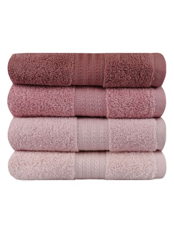 Colourful Cotton 4er-Set: Gästehandtücher "Rainbow" in Rosa/ Creme